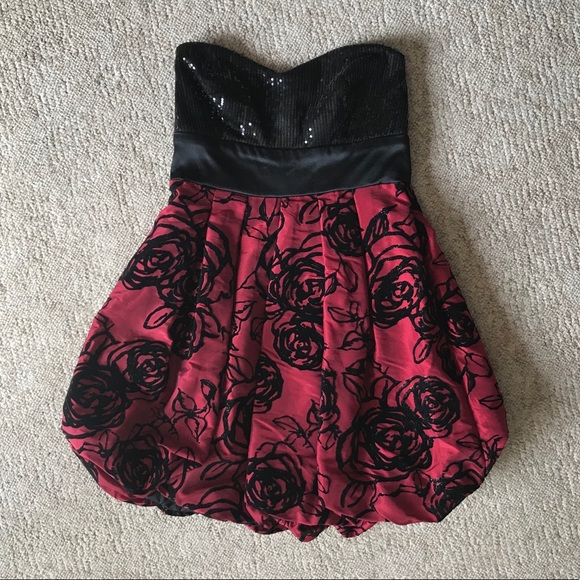 red and black semi formal dress